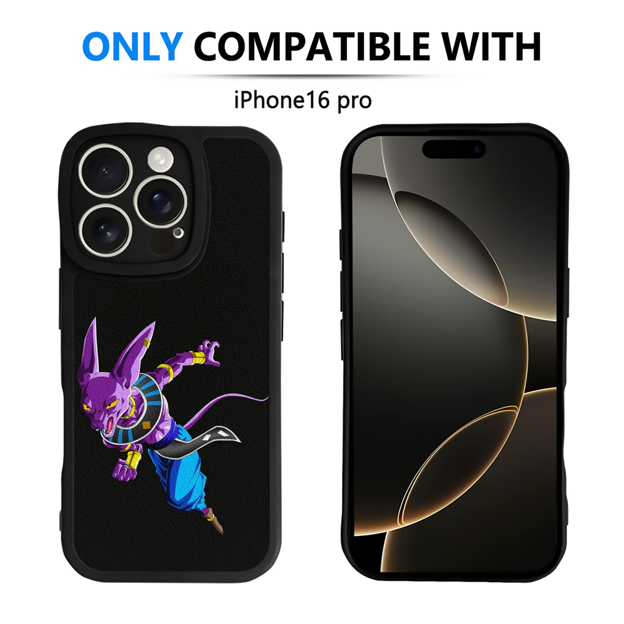 （画像用） ドラゴンボール ビルス 破壊神ビルス DRAGON BALL Beerus Birusu 【iPhone 16シリーズ対応】シリコンスマホケース（レザー調） 材質：シリコン